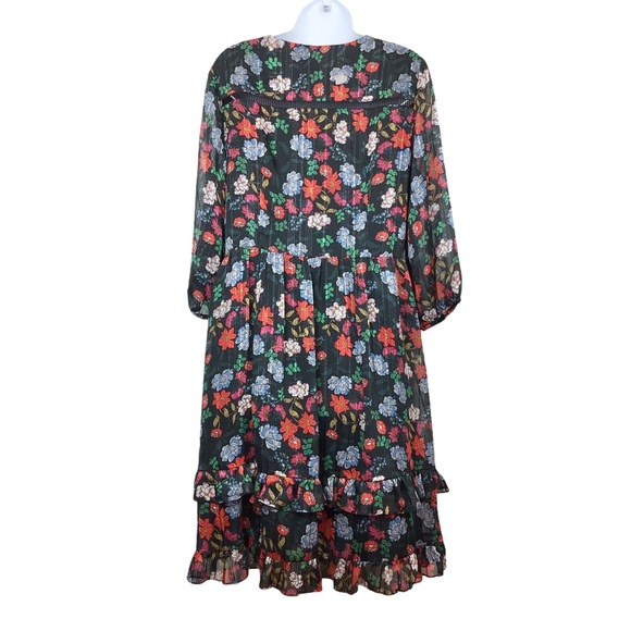 Nanette Lepore V-neck 3/4 Length Sleeve Midi Dress - Picture 2 of 12